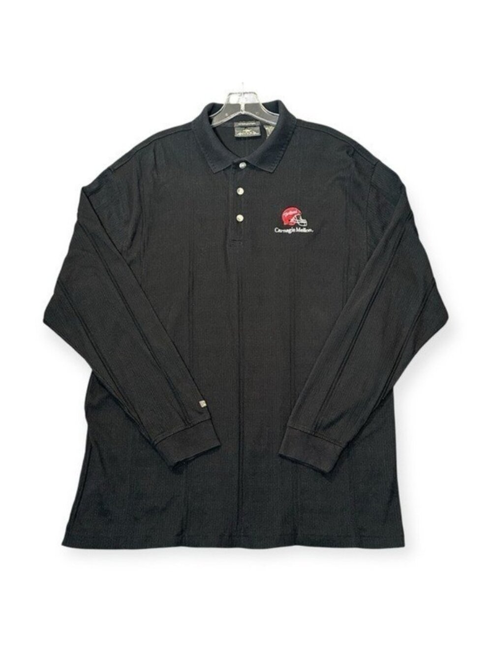Antigua Carnegie Mellon University Tartans Polo Shirt Mens L Long Sleeve Black
